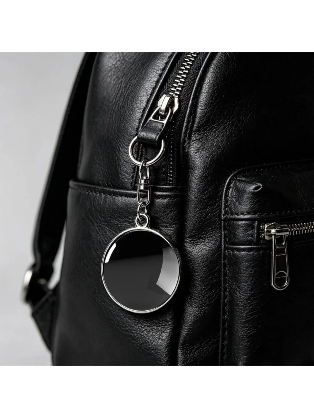 Stylish Black Genuine Leather Keychain | Durable Car Keyring Accessory